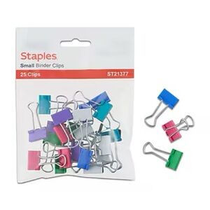 NIB Staples Small Binder Clips 25ct. Bag